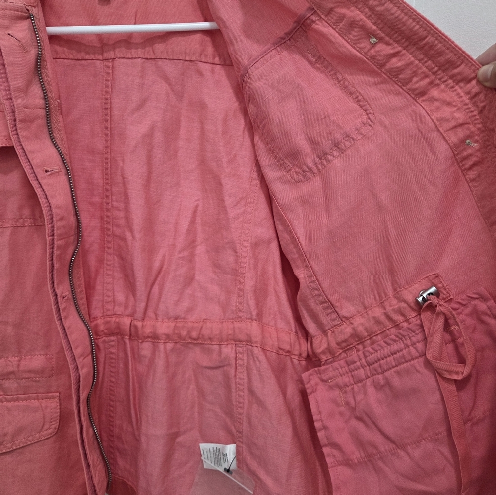 TALBOTS Linen Blend Utility Jacket in Washed Salmon Size Medium Womens Full Zip - Picture 12 of 16